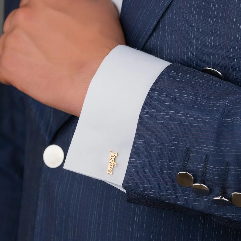 Custom Vertical Name Cufflinks for Men
